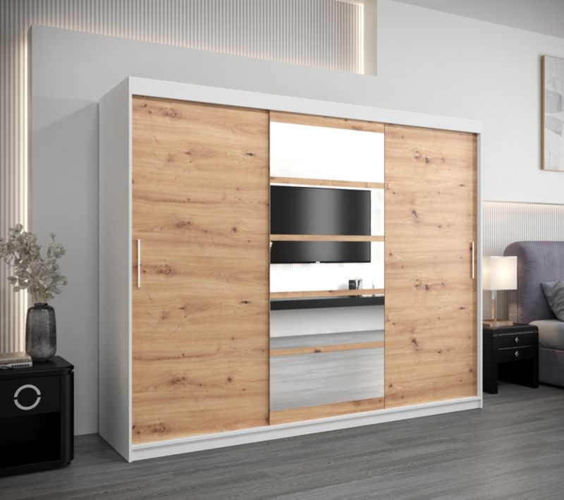 Szafa przesuwna Abiks ROMA 1 250 biały mat + artisan 1 szt.