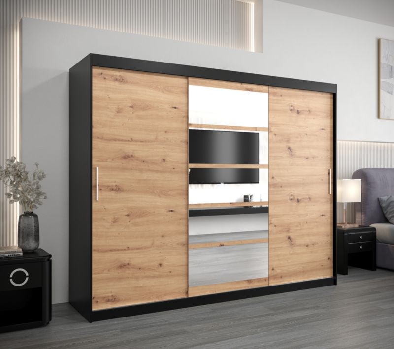 Szafa przesuwna Abiks ROMA 1 250 czarny mat + artisan 1 szt.