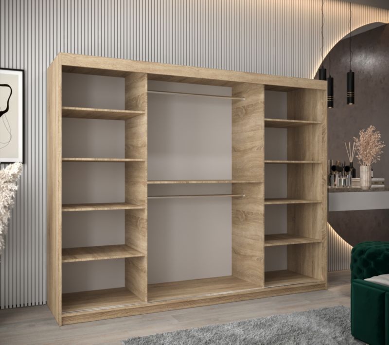 Szafa przesuwna Abiks ROMA 2 250 sonoma + czarny mat 1 szt.