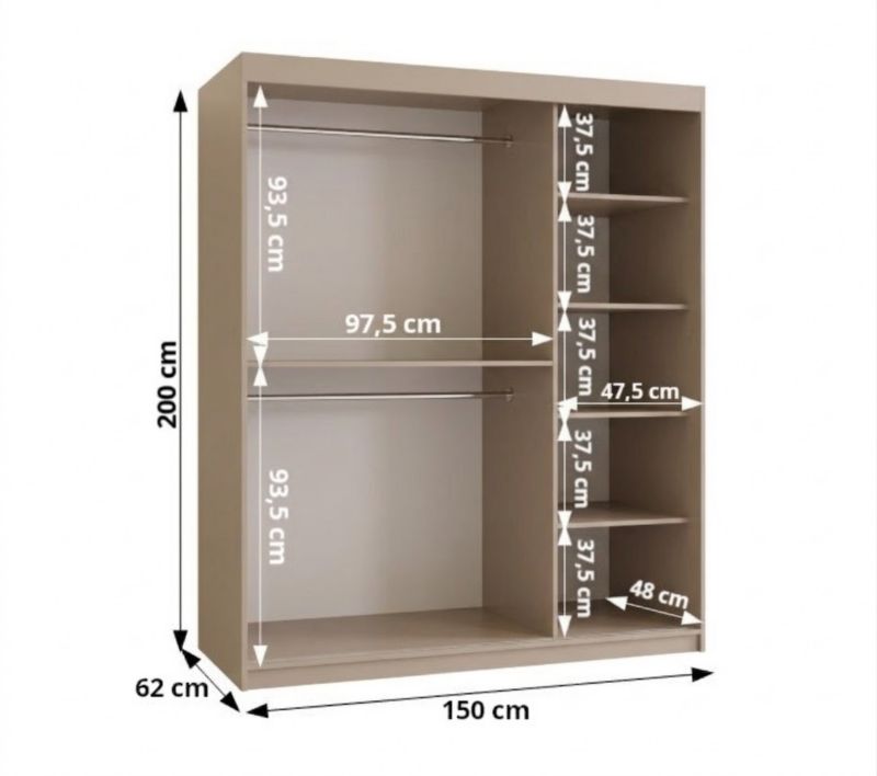 Szafa przesuwna Abiks RUBINO T2 150 kaszmir 1szt.