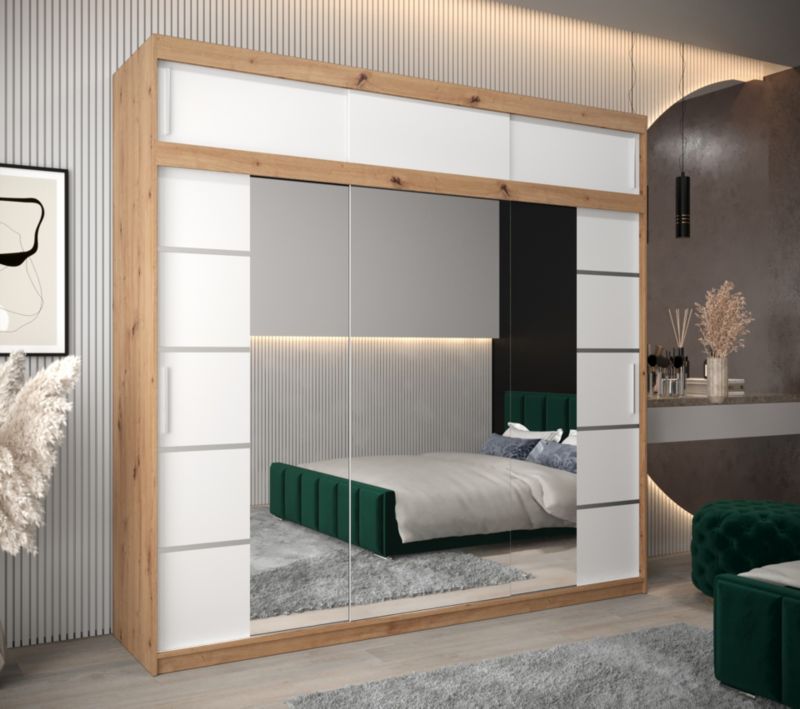 Szafa przesuwna Abiks Verona 4 250 artisan + biały z nadstawką 1 szt.