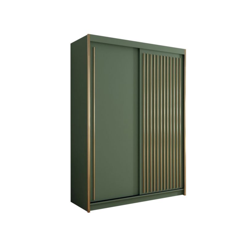 Szafa przesuwna Bettso Tiara 250 cm ze złotymi lamelami zielony 1szt.