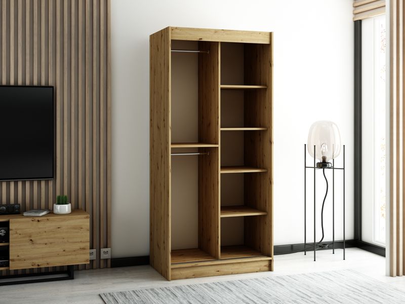 Szafa przesuwna Garderoba Abiks Lamelo 100 artisan + czarny 1 szt.