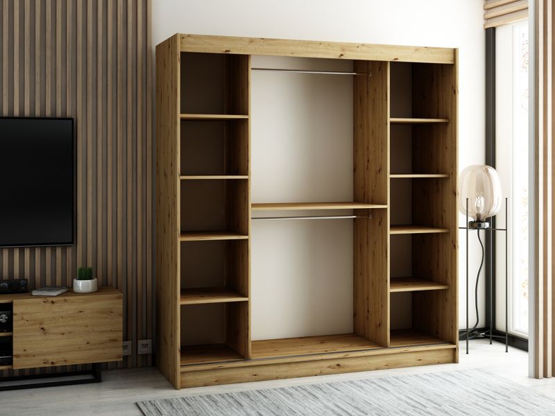 Szafa przesuwna Garderoba Abiks Lamelo 200 artisan + czarny 1 szt.