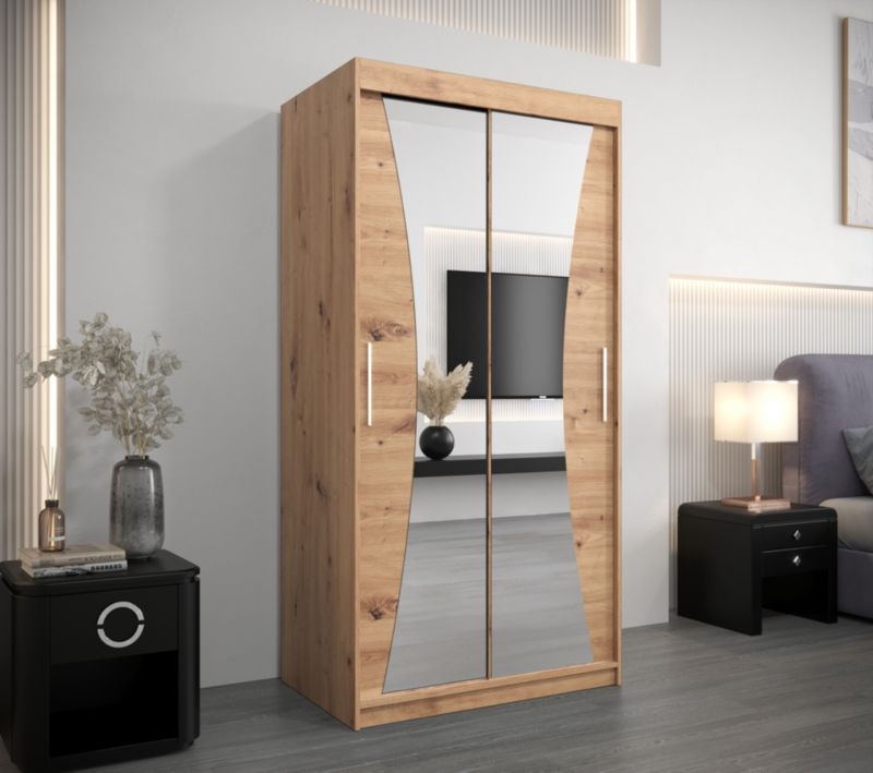 Szafa przesuwna Garderoba Abiks MONACO 100 dąb artisan + dąb artisan 1 szt.