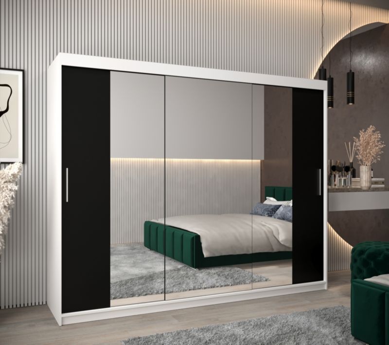 Szafa przesuwna Garderoba Abiks Tokyo 2 250 biały + czarny 1 szt.
