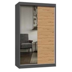 Szafa Przesuwna Topeshop Iga 120 Cm 1 Lustro Antracyt Dąb Artisan 61x120x200 cm 1 szt.