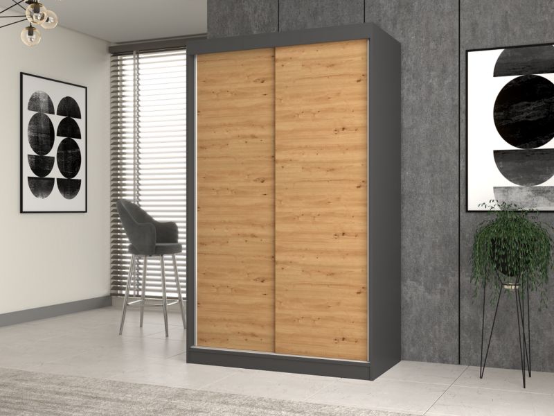 Szafa Przesuwna Topeshop IGA 120 cm Drzwi Przesuwne Antracyt/Dąb Artisan 61x120x200 cm 1 szt.