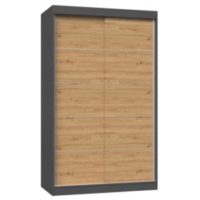Szafa Przesuwna Topeshop IGA 120 cm Drzwi ze Szprosami Antracyt / Dąb Artisan 61x120x200 cm 1 szt.