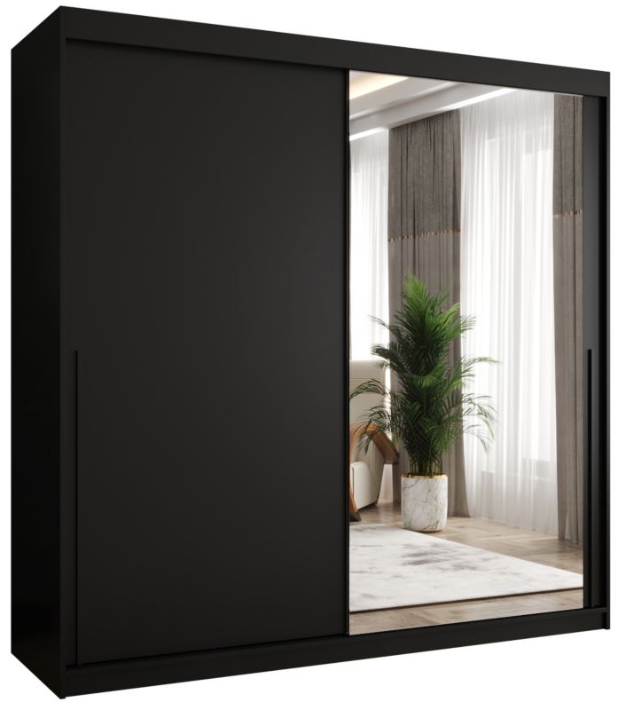 Szafa przesuwna z lustrem Garderoba SIMA T2 200 czarny + u. czarny 1 szt.