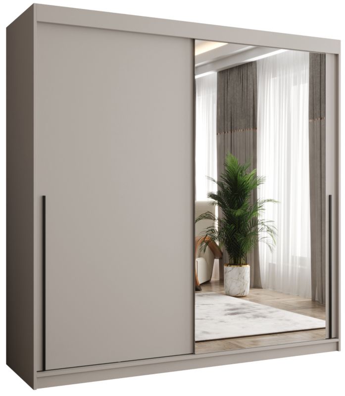 Szafa przesuwna z lustrem Garderoba SIMA T2 200 kaszmir + u. czarny 1 szt.