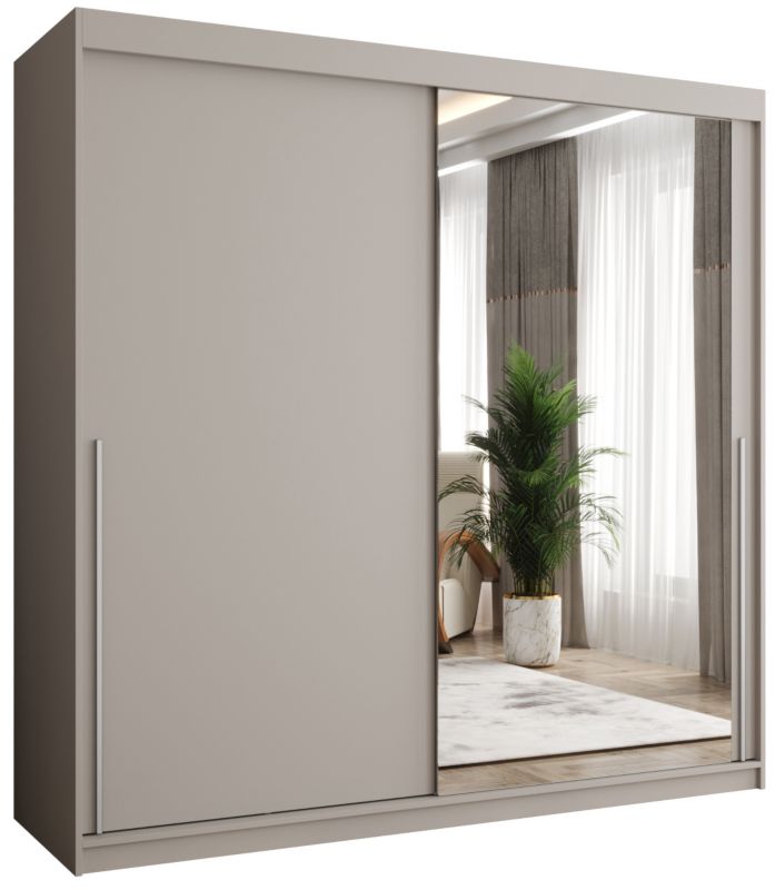 Szafa przesuwna z lustrem Garderoba SIMA T2 200 kaszmir + u. srebrny 1 szt.