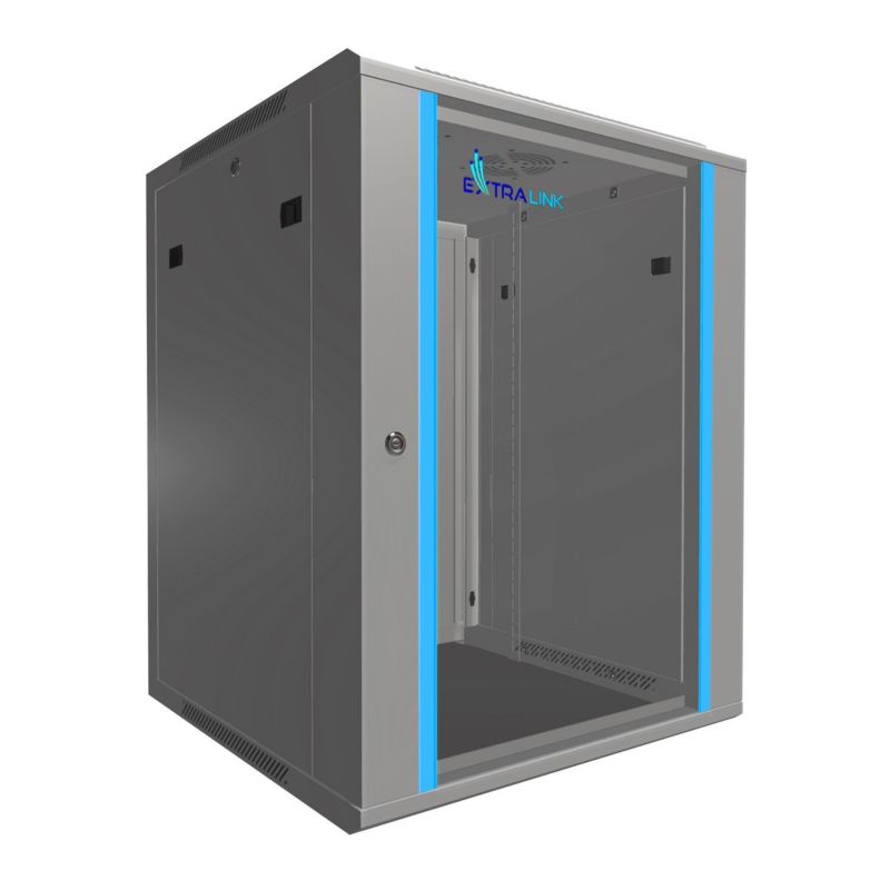Szafa rack Extralink 18U 600x600 Czarna montowana na ścianie