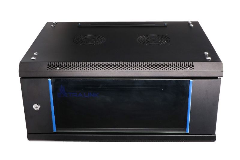 Szafa rack Extralink 4U 600x450 Czarna montowana na ścianie