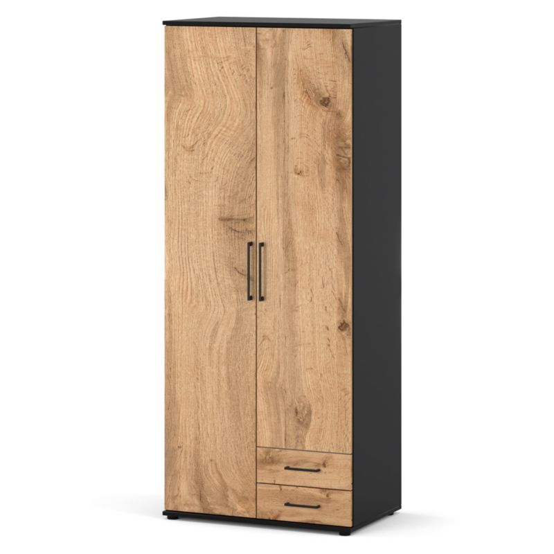 Szafa Stiv-Meble Czarna Dąb Wotan 80 Cm 2 Drzwi 2 Szuflady 80,2X53,5X196,3 Cm 1 Szt.
