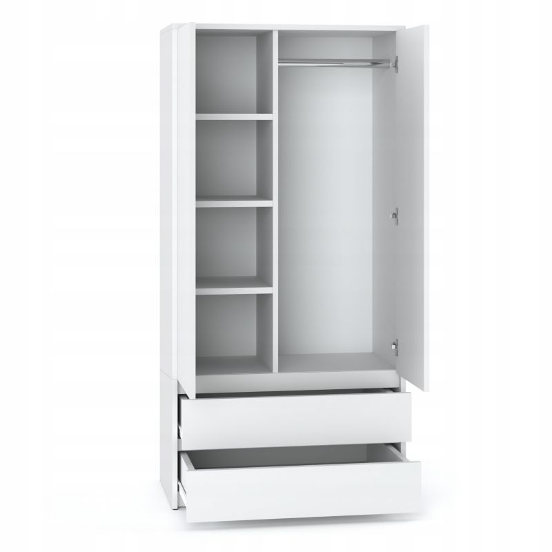 Szafa Stiv-Meble Hit 2 Drzwi 2 Szuflady 90Cm Biały Mat 90X50X180 Cm 1Szt.