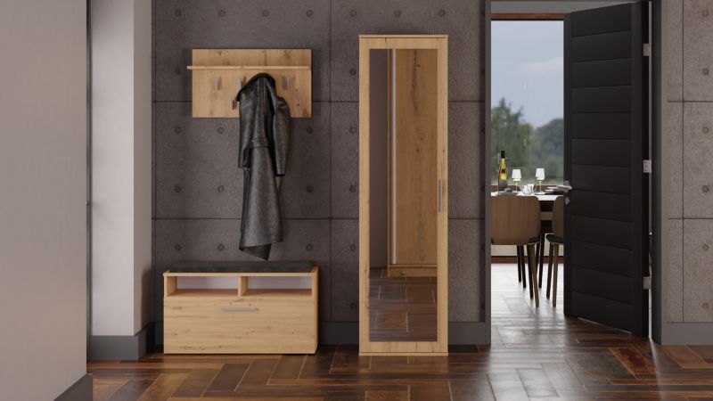 Szafa Topeshop Duo Lustro Dąb Artisan - Nowoczesny Design 35x50x180 cm 1 szt.