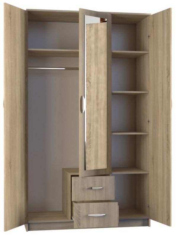 Szafa Topeshop Romana 120 Lustro 2 Szuflady 120cm Dąb Sonoma 52x120x205 cm 1 szt.