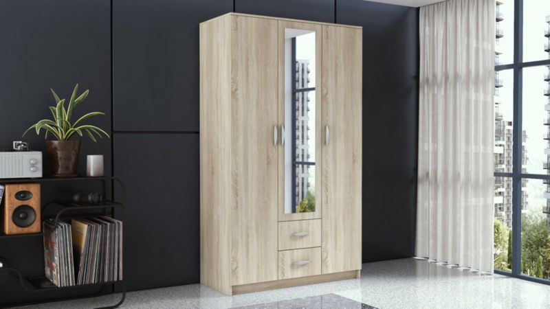 Szafa Topeshop Romana 120 Lustro 2 Szuflady 120cm Dąb Sonoma 52x120x205 cm 1 szt.