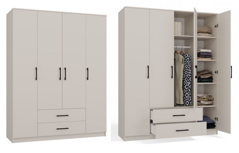 Szafa Topeshop Romana 160 bez lustra 2 szuflady 160 cm kaszmir beż 160x54x205 cm 1 szt