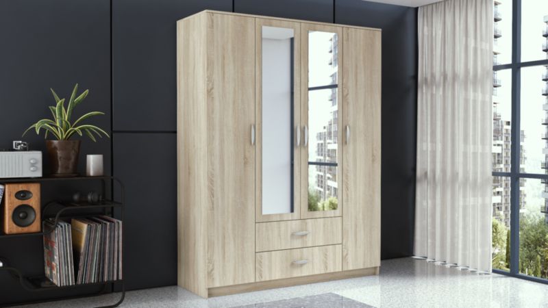 Szafa Topeshop Romana 160 Lustro 2 Szuflady 160cm Dąb Sonoma 52x160x205 cm 1 szt.