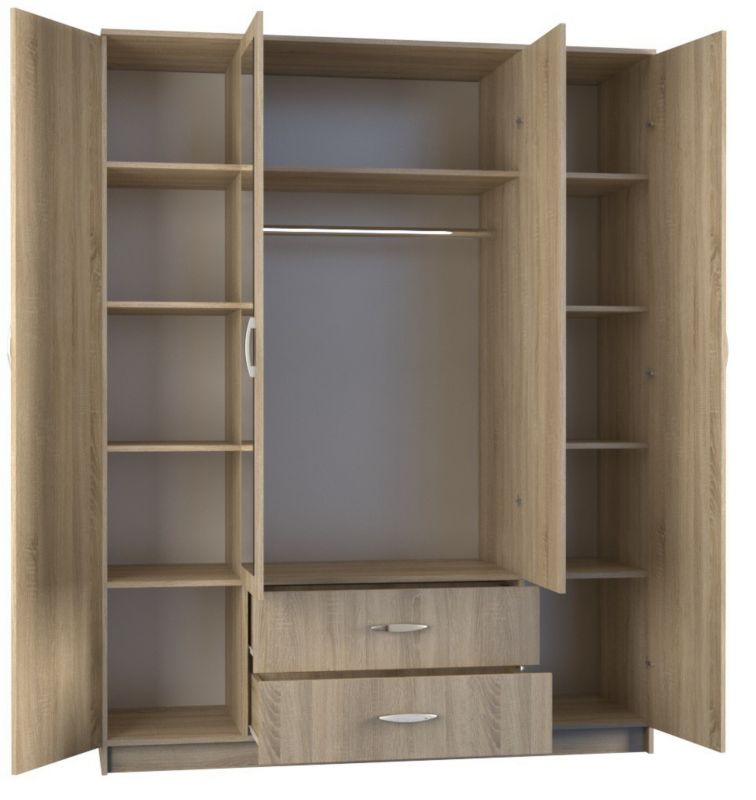 Szafa Topeshop Romana 160 Lustro 2 Szuflady 160cm Dąb Sonoma 52x160x205 cm 1 szt.