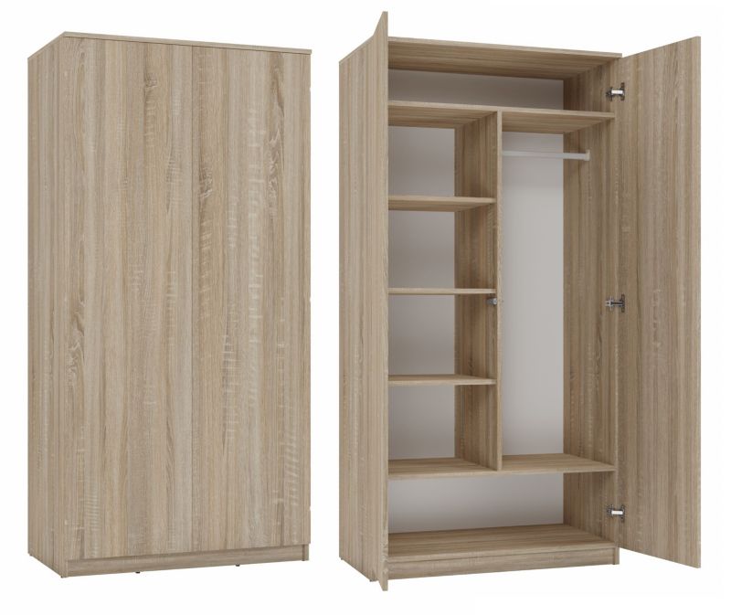 Szafa Topeshop SD-90 Dąb Sonoma Garderoba Drzwi Półki 50x90x180 cm 1 szt.