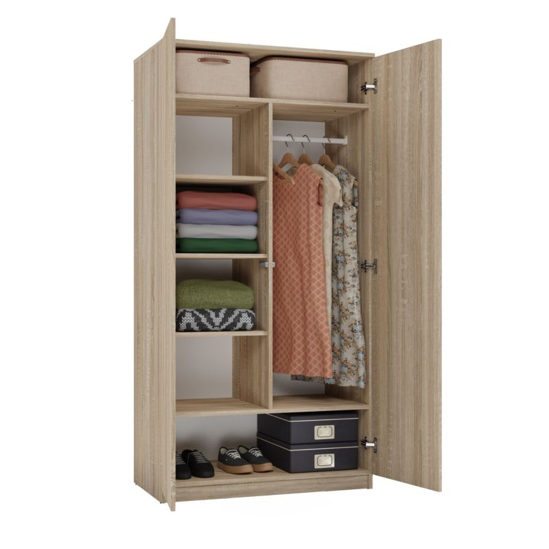 Szafa Topeshop SD-90 Dąb Sonoma Garderoba Drzwi Półki 50x90x180 cm 1 szt.