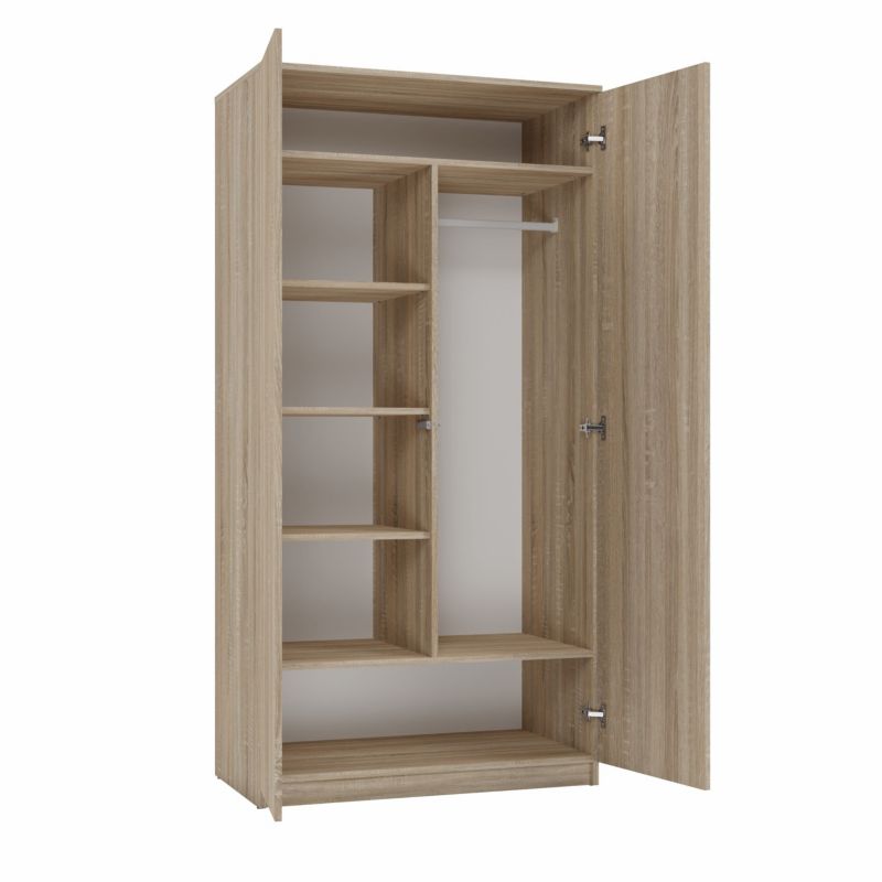 Szafa Topeshop SD-90 Dąb Sonoma Garderoba Drzwi Półki 50x90x180 cm 1 szt.