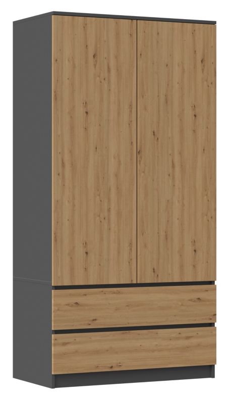 Szafa Topeshop Ss-90 Antracyt / Dąb Artisan Garderoba 50x90x180 cm 1 szt.