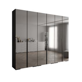 Szafa uchylna Abiks INOVA lustro wz.1 szer.300cm (czarny/czarny)
