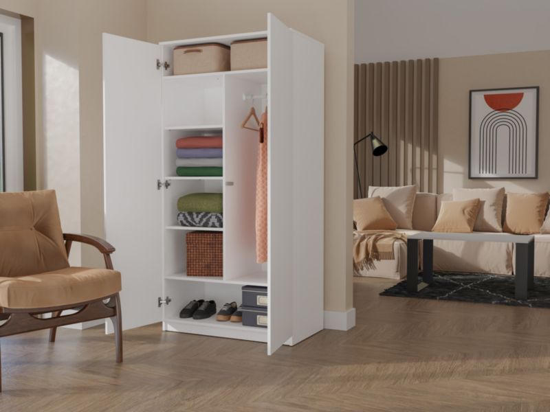 SzafaTopeshop Drzwi Półki SD-90 Biała Garderoba 50x90x180 cm 1 szt.