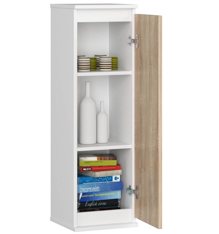 Szafka Akord W30 Biała 30 cm 1 drzwi kolor Dąb Sonoma mat 3 półki 30x30x99 cm 1 szt.