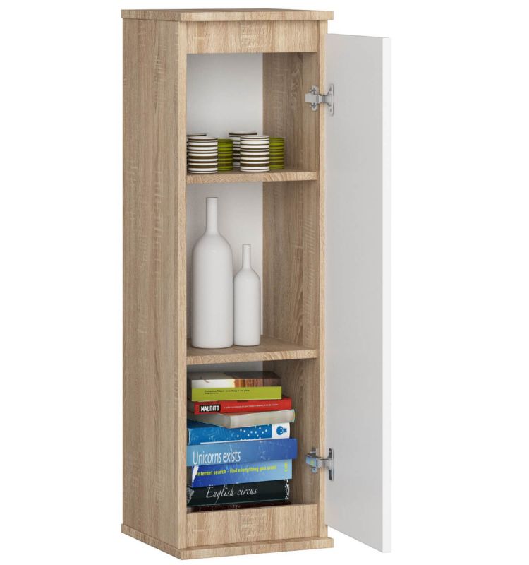 Szafka Akord W30 Dąb Sonoma 30 cm 1 drzwi kolor Biały mat 3 półki 30x30x99 cm 1 szt.