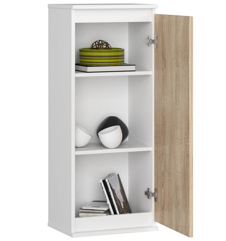 Szafka Akord W40 Biała 40 cm 1 drzwi kolor Dąb Sonoma mat 3 półki 40x30x99 cm 1 szt.