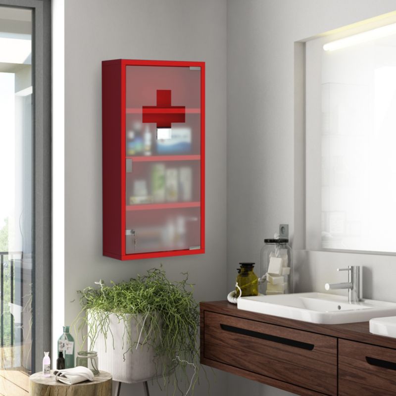 Szafka apteczna Artdesign apteczka szafka na leki metalowa  60 x 30 x 12 cm czerwona 1 szt.