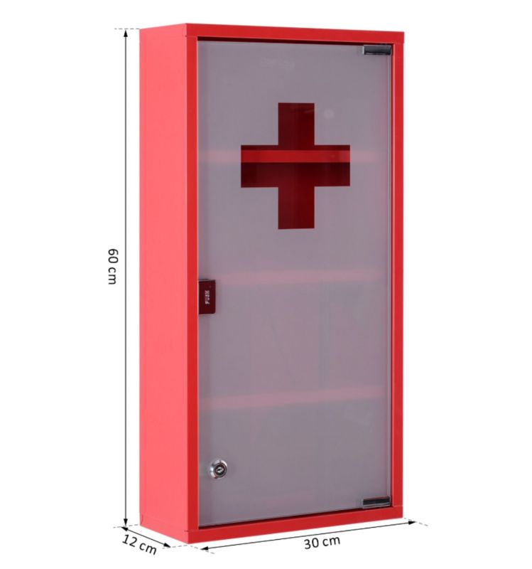 Szafka apteczna Artdesign apteczka szafka na leki metalowa  60 x 30 x 12 cm czerwona 1 szt.