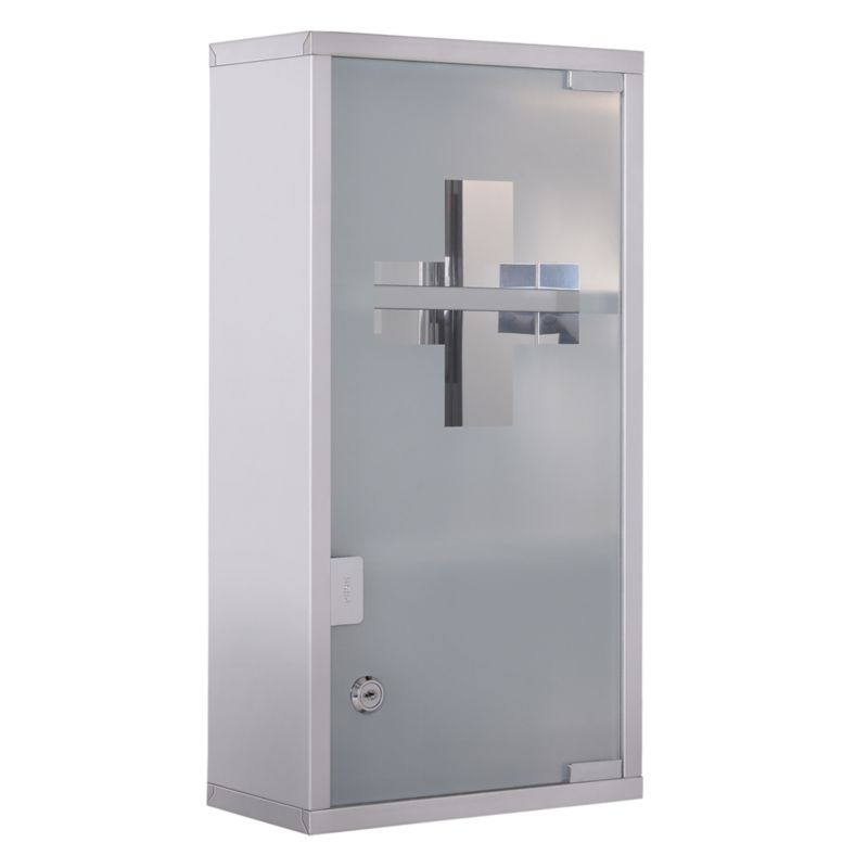 Szafka apteczna Artdesign apteczka szafka na leki zamykana metalowa 25 x 12 x 48 cm srebrna 1 szt.