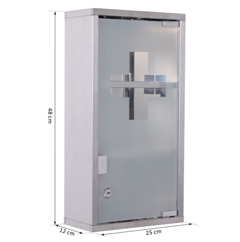 Szafka apteczna Artdesign apteczka szafka na leki zamykana metalowa 25 x 12 x 48 cm srebrna 1 szt.