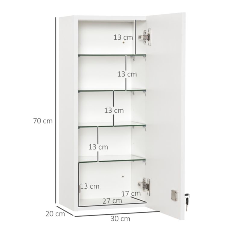 Szafka apteczna Artdesign apteczka szafka na leki zamykana metalowa 30x20x70 cm biała 1 szt.
