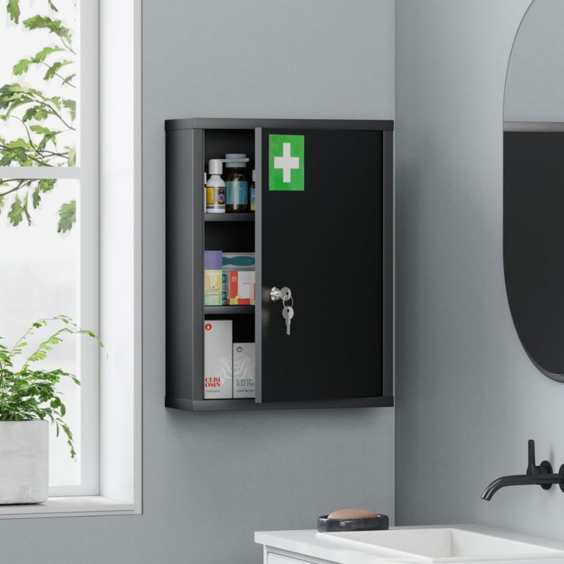 Szafka apteczna Artdesign apteczka szafka na leki zamykana metalowa 40 x 15 x 53,5 cm czarna 1 szt.