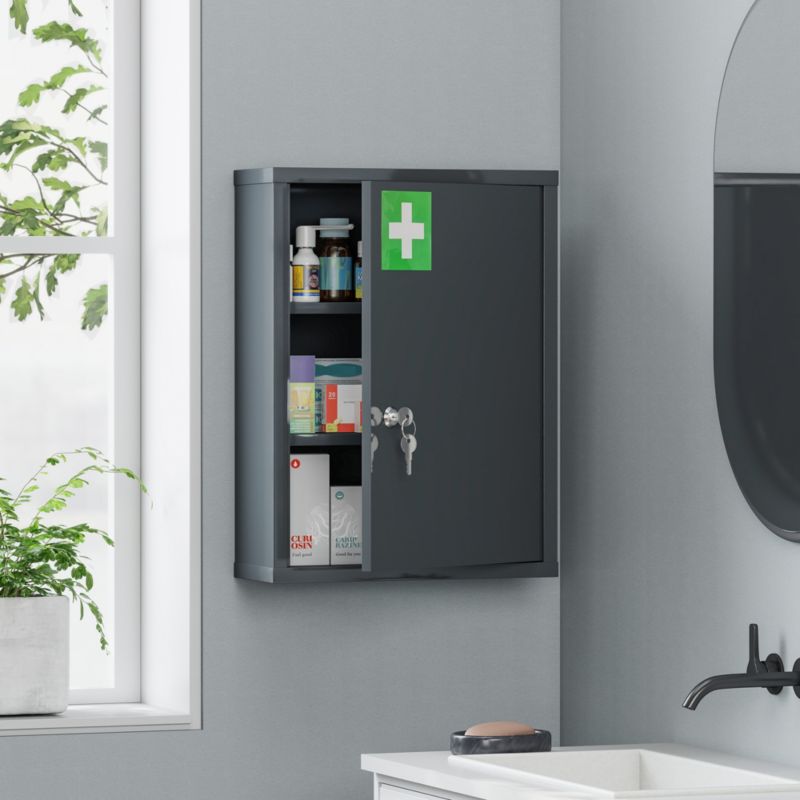 Szafka apteczna Artdesign apteczka szafka na leki zamykana metalowa 40 x 15 x 53,5 cm szara 1 szt.