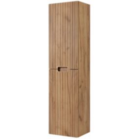 Szafka łazienkowa 136 cm Furnidea słupek wiszący dąb craft złoty ryflowany MDF 2 drzwi VENA 1 szt.