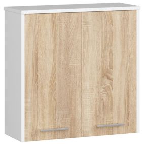 Szafka łazienkowa Akord Fin Biała 60 cm 2 drzwi kolor Dąb Sonoma mat 2 półki 60x22,5x60 cm 1 szt.