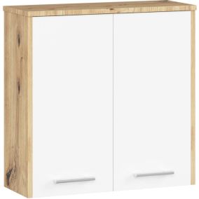 Szafka łazienkowa Akord Fin Dąb Artisan 60 cm 2 drzwi kolor Biały mat 2 półki 60x22,5x60 cm 1 szt.