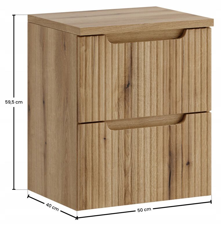 Szafka łazienkowa Comad Nova Coast Evoke 50 cm wisząca z blatem dąb 1 szt.