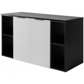 Szafka łazienkowa Furnidea 100 cm wisząca pod umywalkę biała z czarnymi regałami i blatem Flow 1 szt.