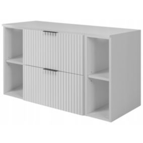 Szafka łazienkowa Furnidea 100 cm wisząca pod umywalkę biała z regałami i blatem FLOW 1 szt.