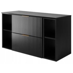 Szafka łazienkowa Furnidea 100 cm wisząca pod umywalkę czarna z regałami i blatem FLOW 1 szt.