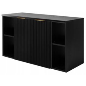 Szafka łazienkowa Furnidea 100 cm wisząca pod umywalkę czarna z regałami i blatem Flow 1 szt.